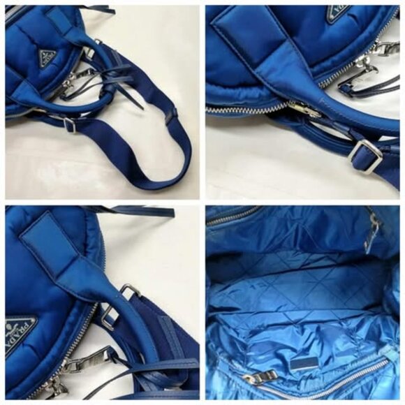 Prada Hand Bag Navy Blue Nylon 643-081325 - Picture 7 of 14